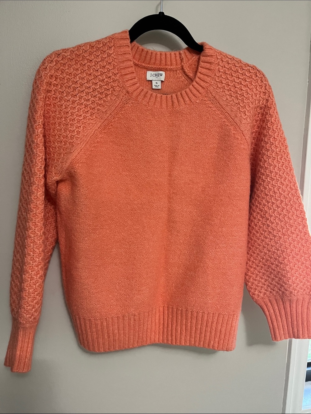 J. Crew Coral Balloon Sleeve Crewneck Sweater